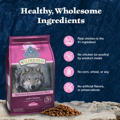 Show full view: Blue Buffalo Wilderness Chicken Recipe High-Protein Small Breed Adult Dry Dog Food, 4.5-lb bag slide 7 of 12