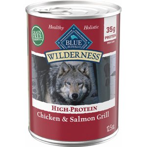 Blue Buffalo Wilderness Chicken & Salmon High-Protein Grain-Free Adult Canned Dog Food, 12.5-oz, case of 12