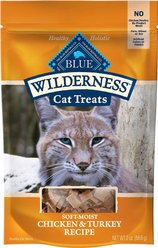 Blue Buffalo Wilderness Chicken & Turkey Grain-Free Cat Treats, 2-oz bag + Frisco Bird Teaser with Feathers Cat Toy, Purple slide 2 of 8