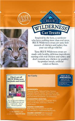 Show full view: Blue Buffalo Wilderness Chicken & Turkey Grain-Free Cat Treats, 2-oz bag + Frisco Bird Teaser with Feathers Cat Toy, Purple slide 3 of 8