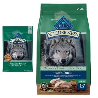 Blue Buffalo Blue Buffalo Wilderness Duck Dry Food + Trail Treats Duck Biscuits Dog Treats