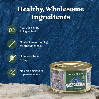 Show full view: Blue Buffalo Wilderness Duck Grain-Free Canned Cat Food, 3-oz, case of 24 slide 6 of 11