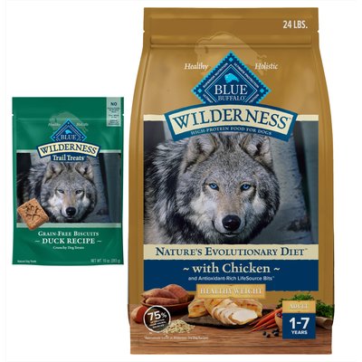 Blue Buffalo Blue Buffalo Wilderness Healthy Weight Chicken Dry Food + Trail Treats Duck Biscuits Dog Treats