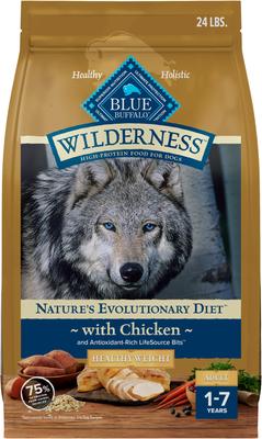 Show full view: Blue Buffalo Wilderness Healthy Weight Chicken Dry Food + Trail Treats Duck Biscuits Dog Treats slide 2 of 9