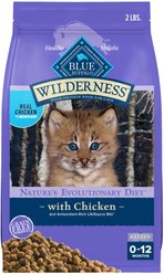 Blue Buffalo Wilderness High Protein Natural Grain-Free Chicken Kitten Dry Cat Food, 2-lb bag