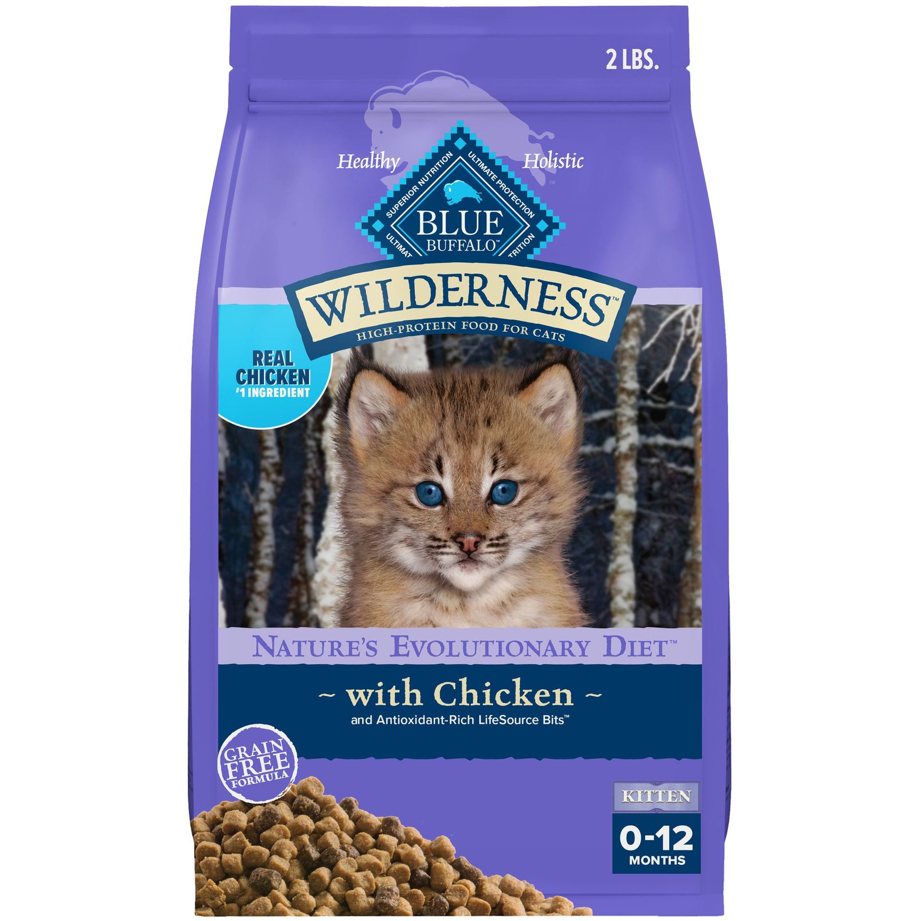 Blue Buffalo Wilderness Kitten Grain-Free Chicken Dry Cat Food, 2 lb