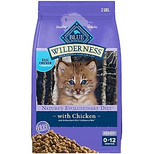 Blue Buffalo Wilderness High Protein Natural Grain-Free Chicken Kitten Dry Cat Food, 2-lb bag