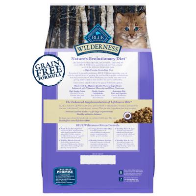 Show full view: Blue Buffalo Wilderness High Protein Natural Grain-Free Chicken Kitten Dry Cat Food, 2-lb bag slide 3 of 12