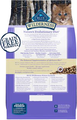 Show full view: Blue Buffalo Wilderness High Protein Natural Grain-Free Chicken Kitten Dry Cat Food, 5-lb bag slide 3 of 12