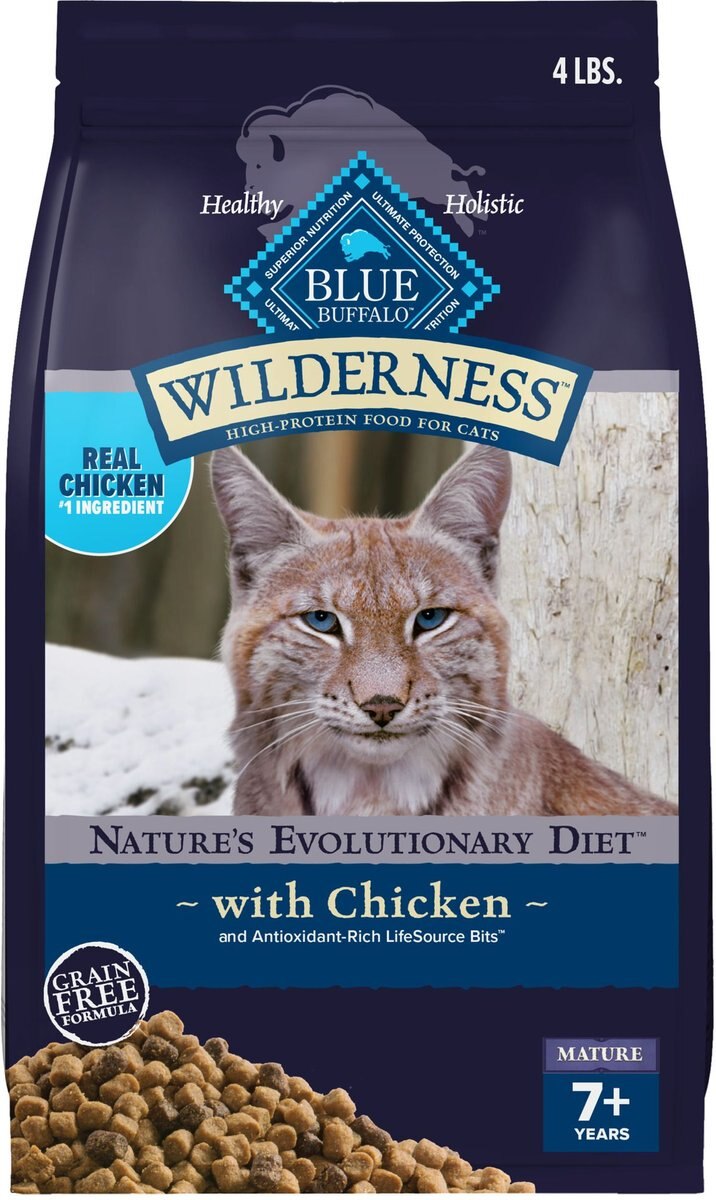 Blue Buffalo Wilderness High Protein Natural Grain-Free Chicken Mature Dry Cat Food