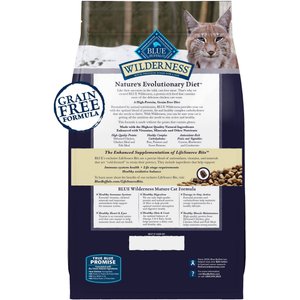 Blue Buffalo Wilderness High Protein Natural Grain-Free Chicken Mature Dry Cat Food, 4-lb bag