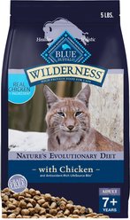 Blue Buffalo Wilderness High Protein Natural Grain-Free Chicken Mature Dry Cat Food, 5-lb bag