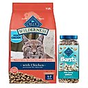 Blue Buffalo Wilderness Indoor Hairball & Weight Control Chicken Recipe Grain-Free Dry Cat Food, 11-lb bag + Blue Buffalo Bursts with Savory Seafood Cat Treats, 12-oz tub