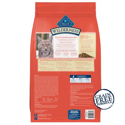 Show full view: Blue Buffalo Wilderness Indoor Hairball & Weight Control Chicken Recipe Grain-Free Dry Cat Food, 11-lb bag + Blue Buffalo Bursts with Savory Seafood Cat Treats, 12-oz tub slide 3 of 8