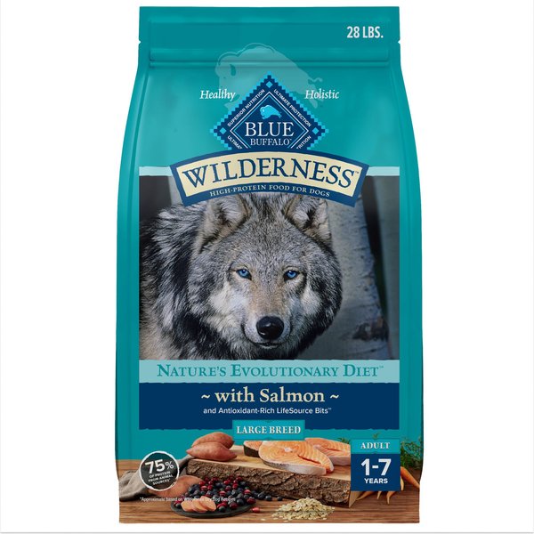 Blue Buffalo Wilderness Large Breed Adult High Protein Natural Salmon & Wholesome Grains Dry Dog Food, 28-lb bag
