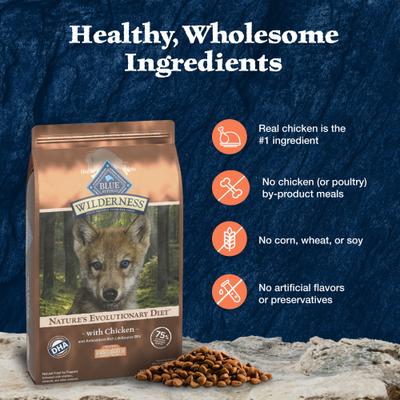 Show full view: Blue Buffalo Wilderness Large Breed Puppy High Protein Natural Chicken & Wholesome Grains Dry Dog Food, 28-lb bag slide 7 of 12