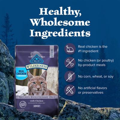 Show full view: Blue Buffalo Wilderness Natures Evolutionary Diet Chicken High-Protein Grain-Free Adult Dry Cat Food, 12-lb bag slide 7 of 12
