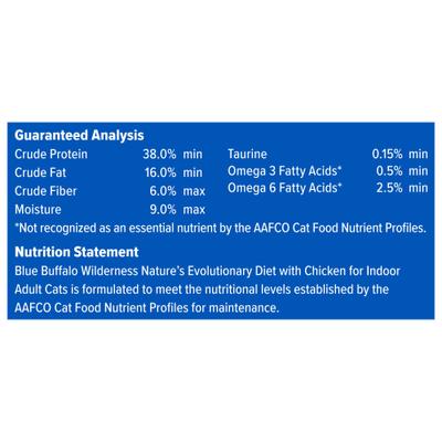 Show full view: Blue Buffalo Wilderness Natures Evolutionary Diet Chicken High-Protein Grain-Free Adult Indoor Dry Cat Food, 15-lb bag slide 6 of 9