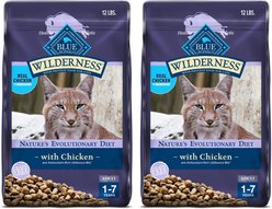 Blue Buffalo Wilderness Natures Evolutionary Diet Chicken High-Protein Grain-Free Adult Dry Cat Food, 24-lb bundle