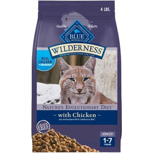 Blue Buffalo Wilderness Natures Evolutionary Diet Chicken High-Protein Grain-Free Adult Dry Cat Food, 4-lb bag