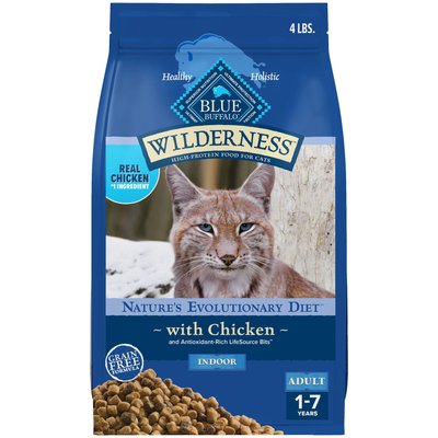 Blue Buffalo Blue Buffalo Wilderness Natures Evolutionary Diet Chicken High-Protein Grain-Free Adult Indoor Dry Cat Food, 4-lb bag