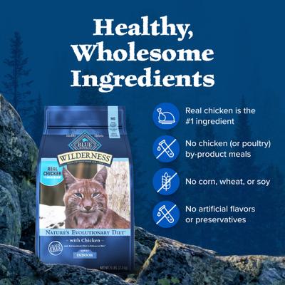 Show full view: Blue Buffalo Wilderness Natures Evolutionary Diet Chicken High-Protein Grain-Free Adult Indoor Dry Cat Food, 4-lb bag slide 7 of 12