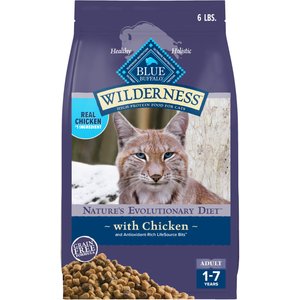 Blue Buffalo Wilderness Natures Evolutionary Diet Chicken High-Protein Grain-Free Adult Dry Cat Food, 6-lb bag