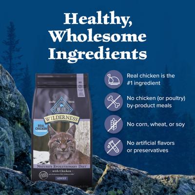Show full view: Blue Buffalo Wilderness Natures Evolutionary Diet Chicken High-Protein Grain-Free Adult Dry Cat Food, 9.5-lb bag slide 7 of 12