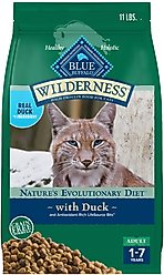 Blue Buffalo Wilderness Natures Evolutionary Diet Duck High-Protein Grain-Free Adult Dry Cat Food, 11-lb bag