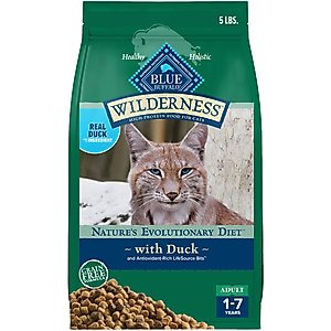 Blue Buffalo Wilderness Natures Evolutionary Diet Duck High-Protein Grain-Free Adult Dry Cat Food, 5-lb bag