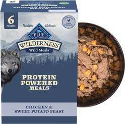 Blue Buffalo Wilderness Protein Powered Meals Chicken & Sweet Potato High-Protein Grain-Free Wet Dog Food, 9-oz pouch, case of 6