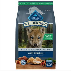 Blue Buffalo Wilderness Puppy Chicken Recipe High-Protein Grain-Free Dry Dog Food, 4.5-lb bag