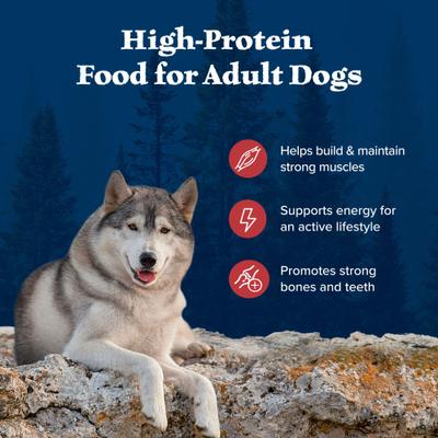 Show full view: Blue Buffalo Wilderness Red Meat & Grains Rocky Mountain Recipe High-Protein Adult Dry Dog Food, 24-lb bag slide 5 of 12