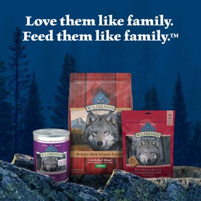 Show full view: Blue Buffalo Wilderness Red Meat & Grains Rocky Mountain Recipe High-Protein Adult Dry Dog Food, 24-lb bag slide 10 of 12