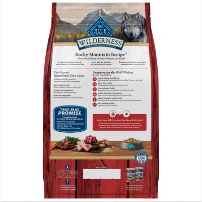 Show full view: Blue Buffalo Wilderness Red Meat & Grains Rocky Mountain Recipe High-Protein Adult Dry Dog Food, 4.5-lb bag slide 3 of 12