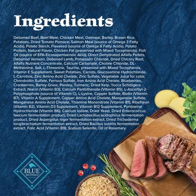 Show full view: Blue Buffalo Wilderness Red Meat & Grains Rocky Mountain Recipe High-Protein Large Breed Adult Dry Dog Food, 22-lb bag slide 6 of 11