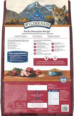 Show full view: Blue Buffalo Wilderness Red Meat & Grains Rocky Mountain Recipe High-Protein Puppy Dry Dog Food, 22-lb bag slide 3 of 12