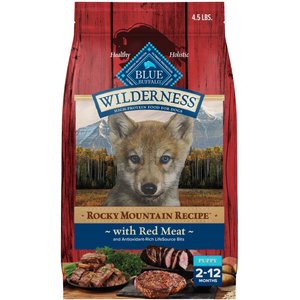 Blue Buffalo Wilderness Red Meat & Grains Rocky Mountain Recipe High-Protein Puppy Dry Dog Food, 4.5-lb bag