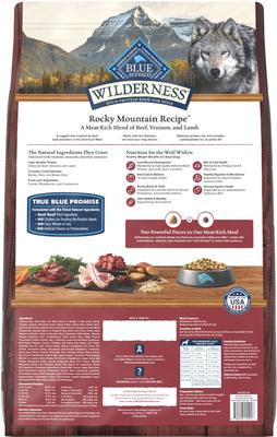 Show full view: Blue Buffalo Wilderness Red Meat Rocky Mountain Recipe High-Protein Healthy Weight Adult Dry Dog Food, 22-lb bag slide 3 of 12