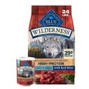 Blue Buffalo Wilderness RMR Red Meat Large Breed Dry Food + Rocky Mountain Recipe Red Meat Dinner Canned Dog Food
