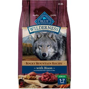 Blue Buffalo Wilderness Rocky Mountain Recipe Adult High-Protein Wholesome Grains & Bison Dry Dog Food, 22-lb bag