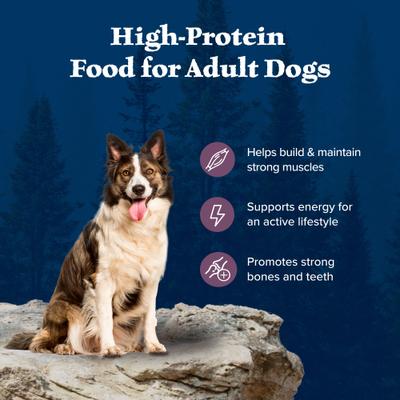 Show full view: Blue Buffalo Wilderness Rocky Mountain Recipe Adult High-Protein Wholesome Grains & Bison Dry Dog Food, 28-lb bag slide 5 of 12
