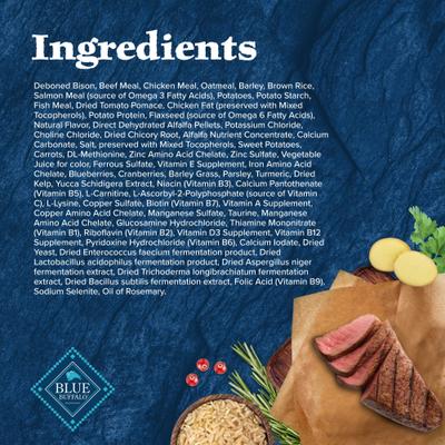 Show full view: Blue Buffalo Wilderness Rocky Mountain Recipe Adult High-Protein Wholesome Grains & Bison Dry Dog Food, 28-lb bag slide 6 of 12