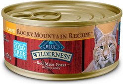 Blue Buffalo Wilderness Rocky Mountain Recipe Flaked Red Meat Feast Adult Grain-Free Canned Cat Food, 5.5-oz, case of 24 + Blue Buffalo Wilderness Rocky Mountain Recipe Flaked Trout Feast Adult Grain-Free Canned Cat Food, 5.5-oz, case of 24 slide 2 of 7