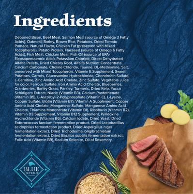 Show full view: Blue Buffalo Wilderness Rocky Mountain Recipe Large Breed Adult High Protein Natural Bison & Grain Dry Dog Food, 22-lb bag slide 5 of 10