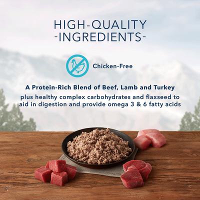 Show full view: Blue Buffalo Wilderness Rocky Mountain Recipe Red Meat Dinner Adult Grain-Free Canned Dog Food, 12.5-oz can, bundle of 24  slide 4 of 9