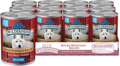 Blue Buffalo Wilderness Rocky Mountain Recipe Senior High-Protein & Grain-Free Red Meat Recipe Wet Dog Food, 12.5-oz can, 12 count