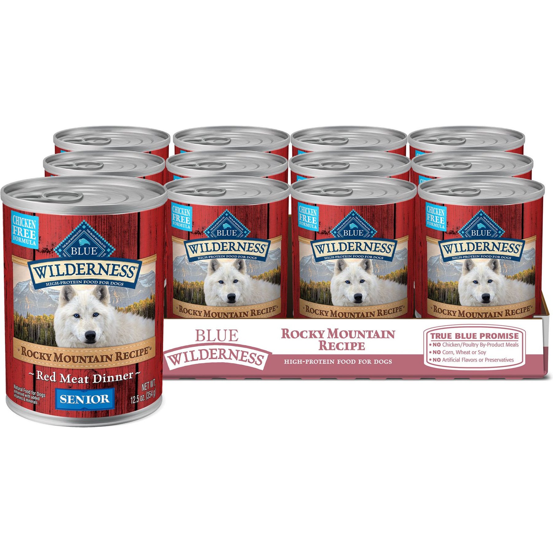 Blue Wilderness Rocky Mountain Red Meat Senior Dog Food, 12.5-oz 12 ct
