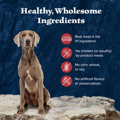 Show full view: Blue Buffalo Wilderness Rocky Mountain Recipe Senior High-Protein & Grain-Free Red Meat Recipe Wet Dog Food, 12.5-oz can, 12 count slide 7 of 12
