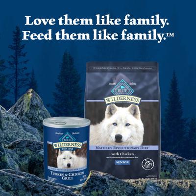 Show full view: Blue Buffalo Wilderness Rocky Mountain Recipe Senior High-Protein & Grain-Free Red Meat Recipe Wet Dog Food, 12.5-oz can, 12 count slide 10 of 12